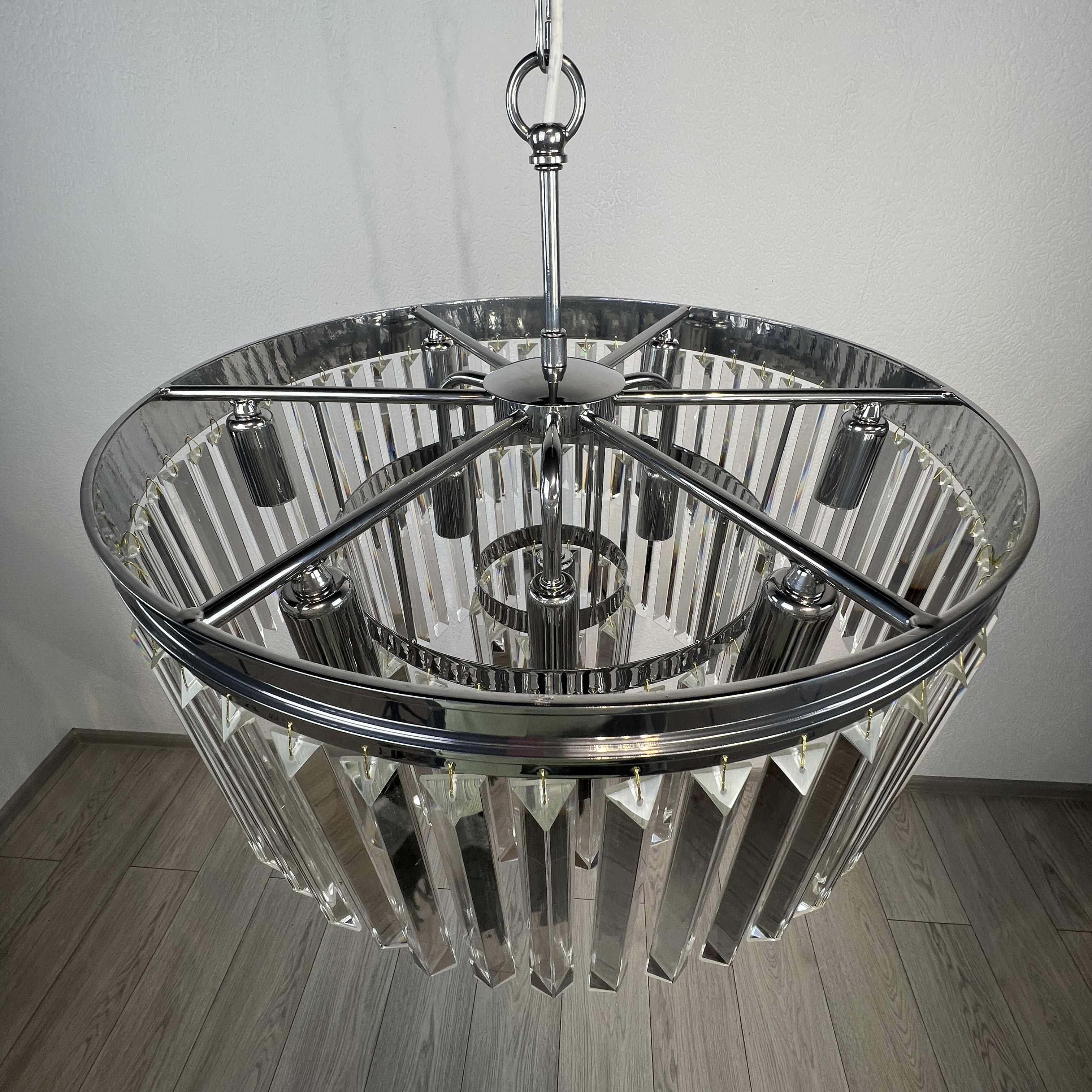 Люстра Rh 1920S Odeon Clear Glass Fringe 3-Tier Chandelier Chrome By Imperiumloft