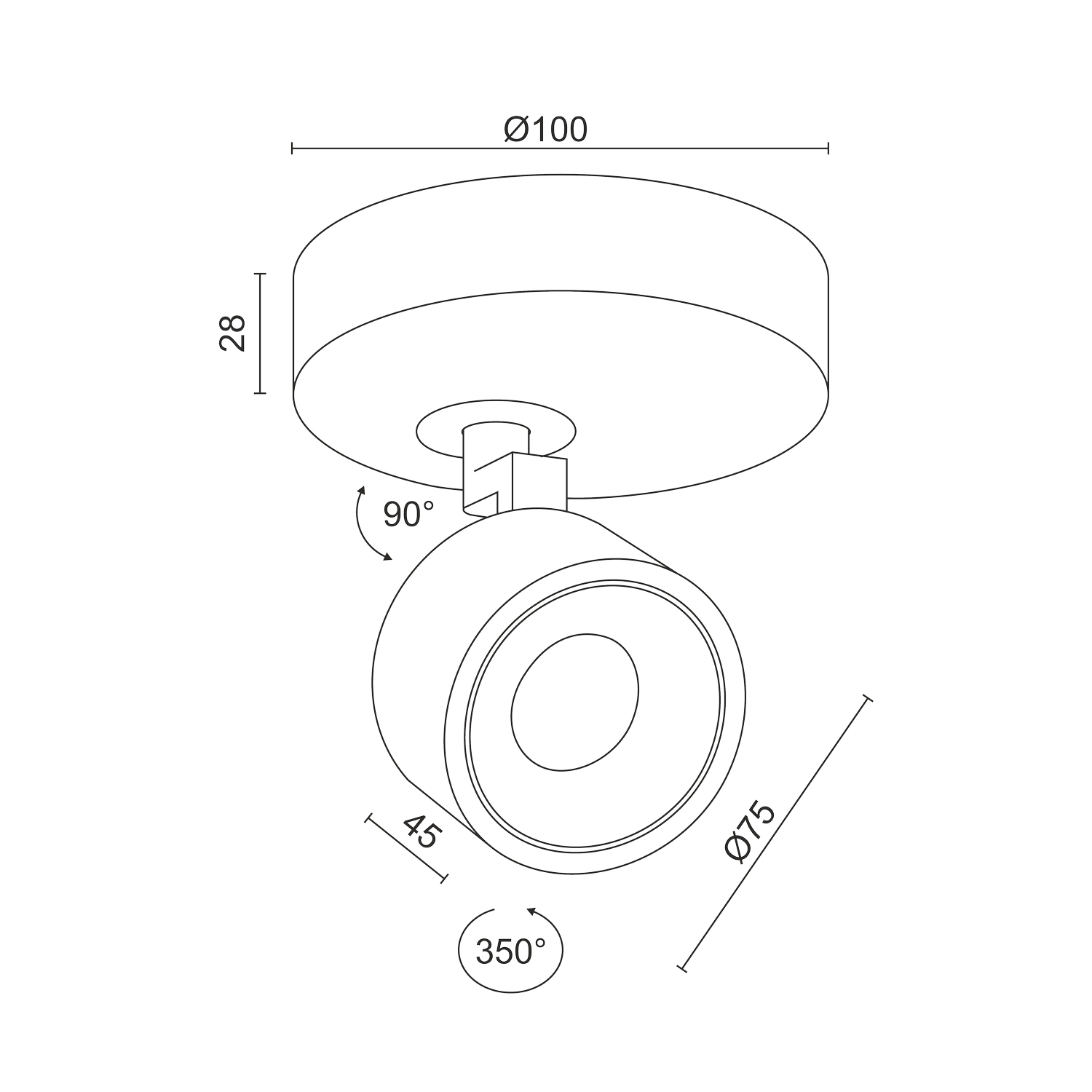 Накладной  светодиодный светильник Ledron SAGITONY R1 S75 Black
