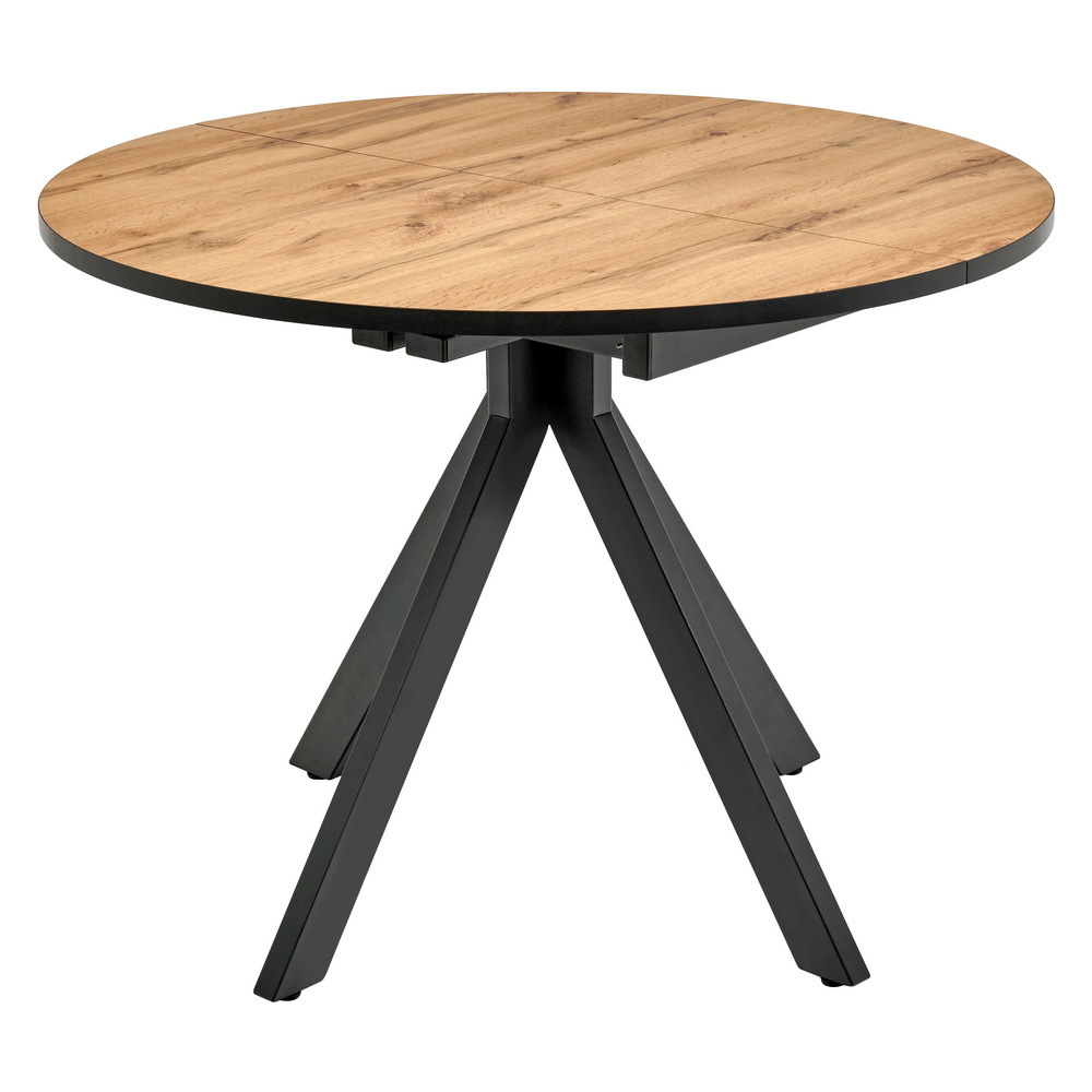 Стол Rudolf круглый раскладной 100-130x100x75см, Дуб Вотан, чёрный Bradex Home RF 0301