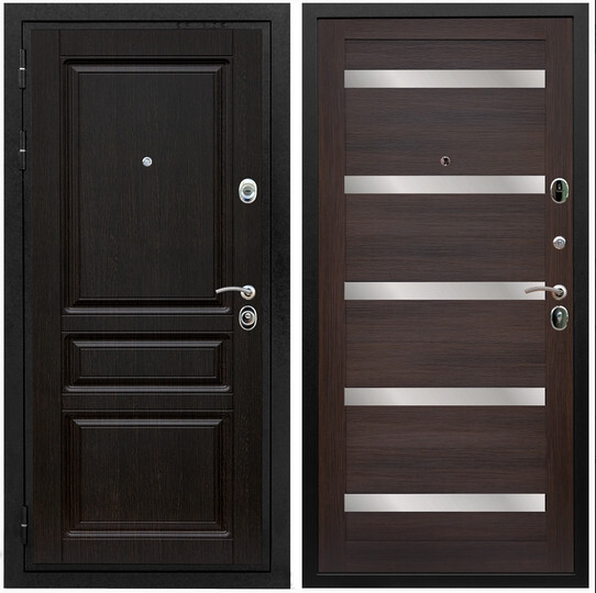 Дверь входная Graf Премиум-Н МДФ 16 мм ФЛ-243 Венге / МДФ 16 мм СБ-14 Эковенге стекло белое