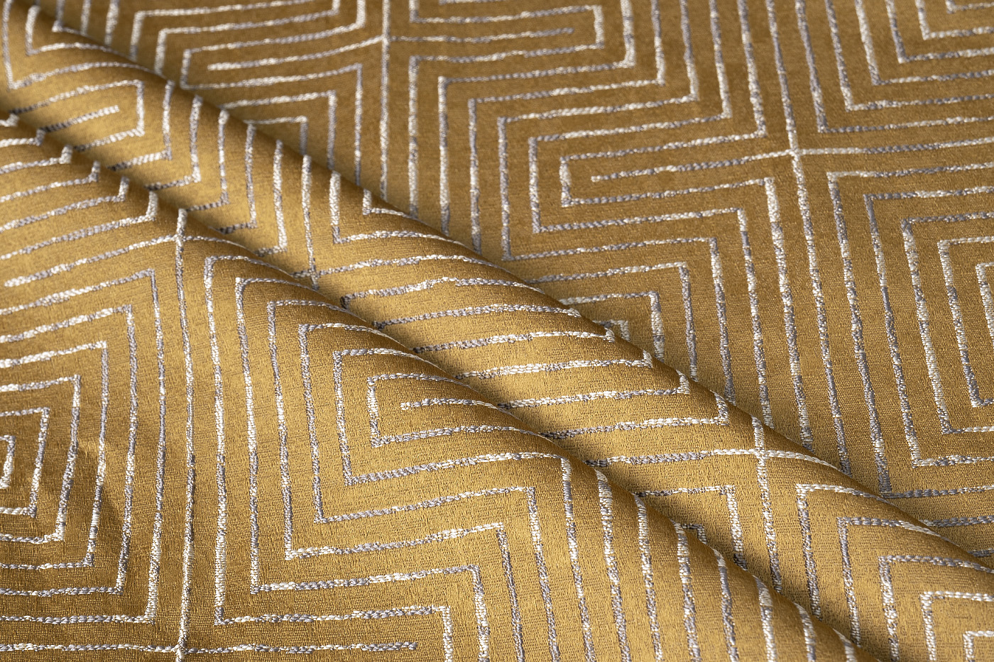 Ткань портьерная GLOSS горчичная Garda Decor 142DDH-1945257-GLOSS GORCH