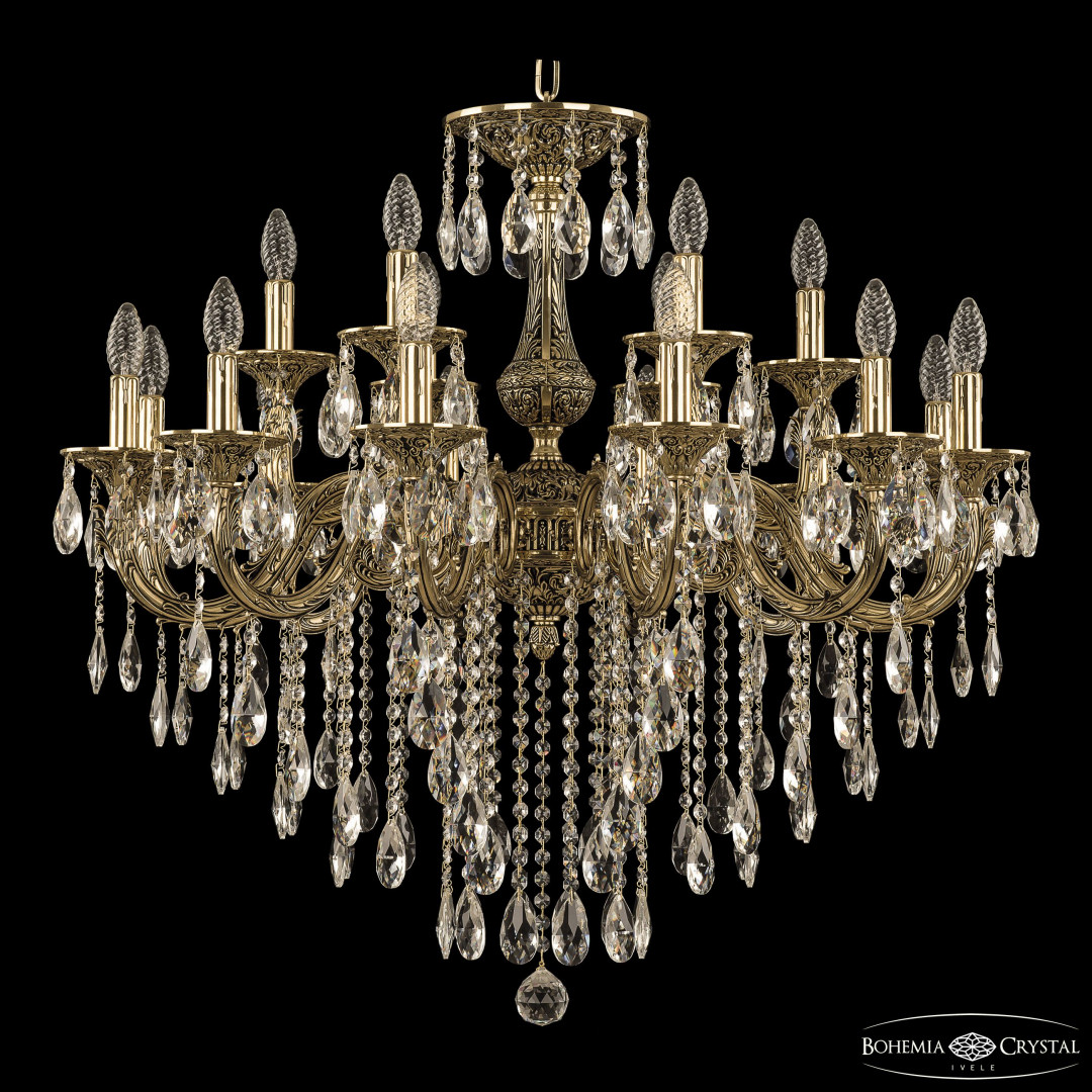 Люстра бронзовая с хрусталём 71101/12+6/300 B GB