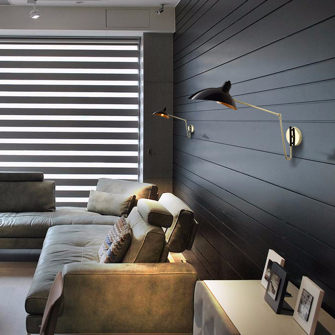 Настенный светильник HILDBORG L65 Brass Black Glossy by ImperiumLoft