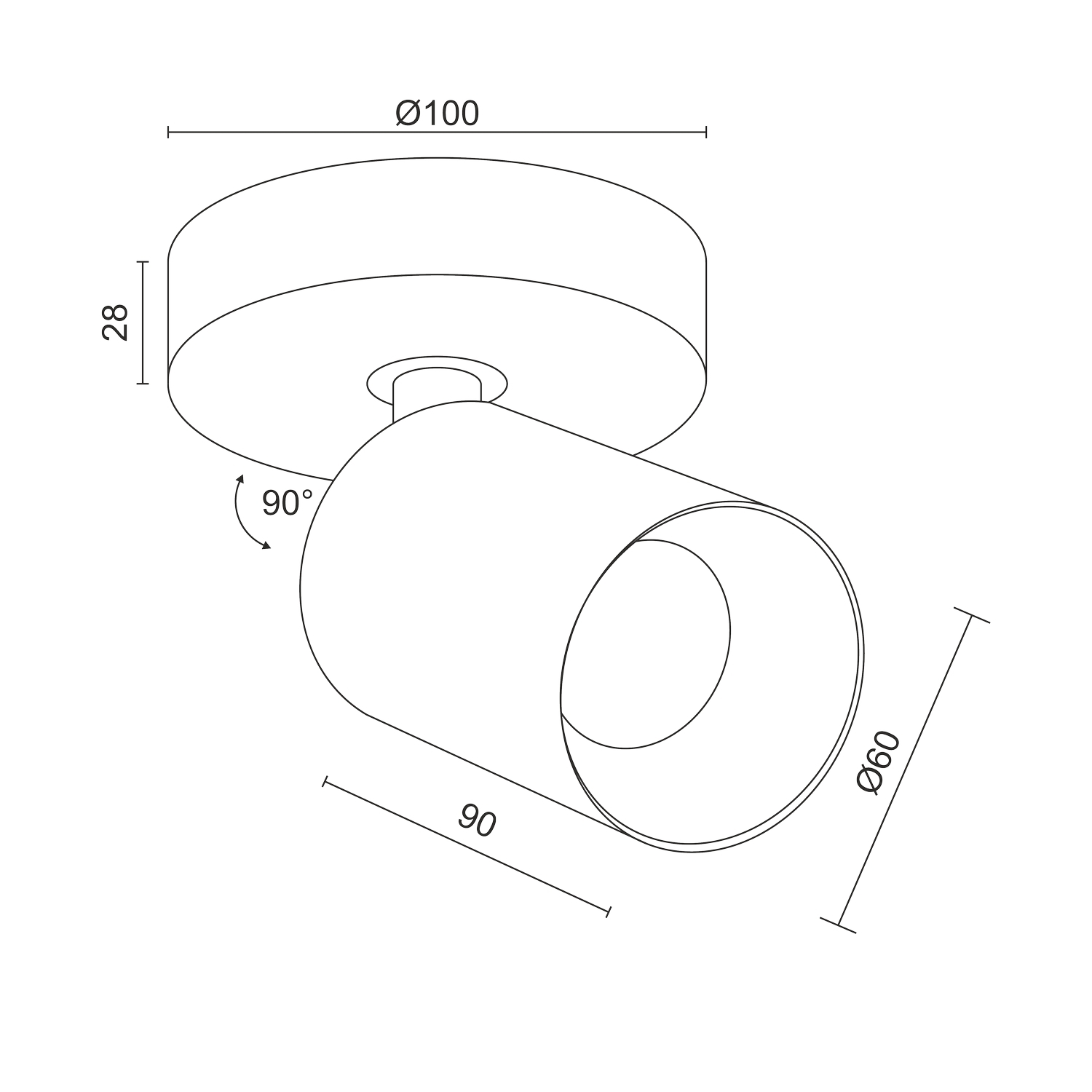 Накладной  светодиодный светильник Ledron SAGITONY R1 S40 Dim White-Black