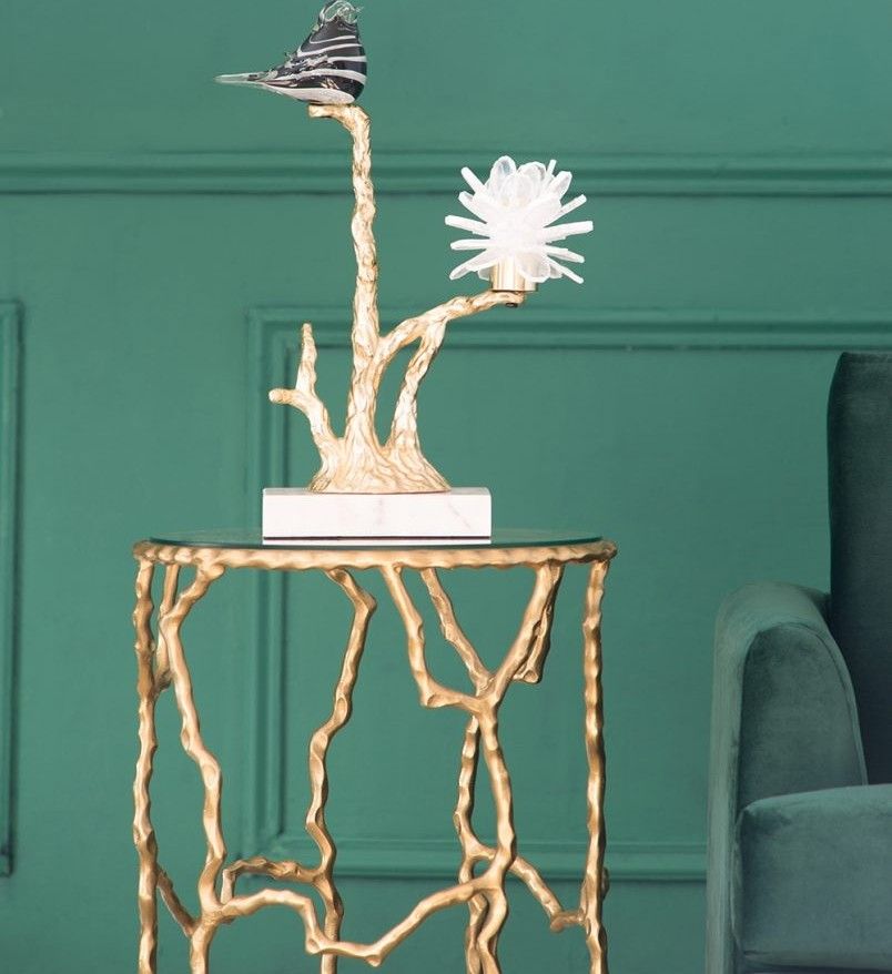 Декор с подсвечником Птичка на ветке Glasar 77749-DS