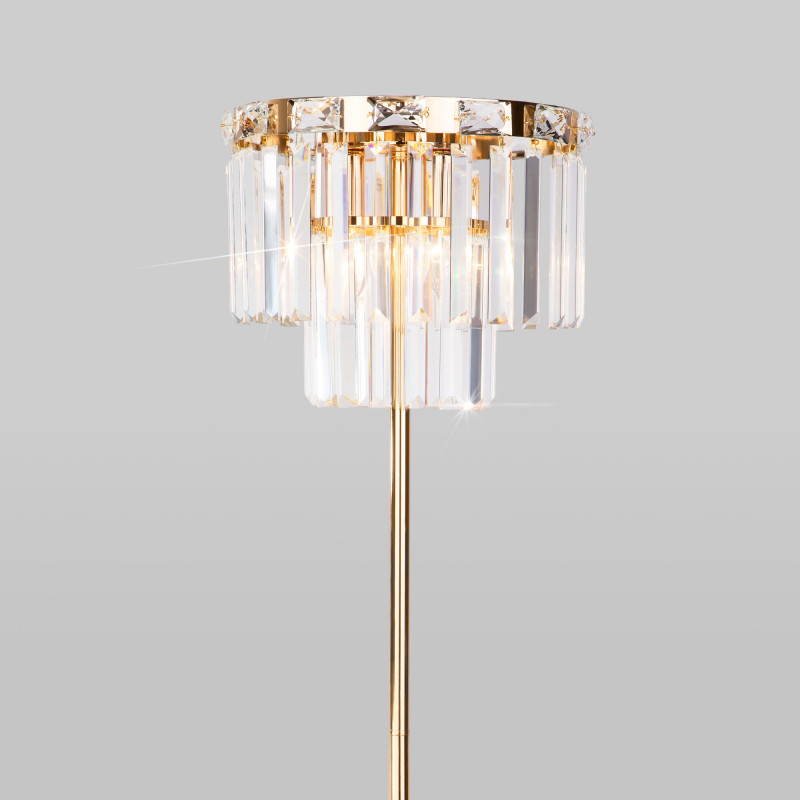 Торшер Eurosvet 01137/3 золото/прозрачный хрусталь Strotskis