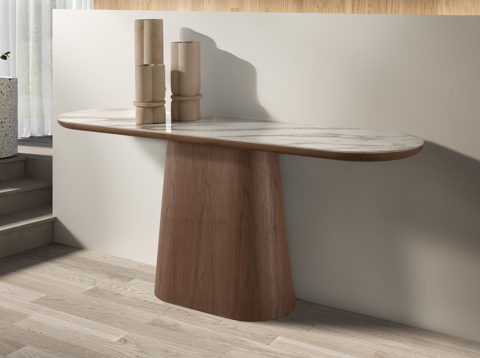 Консоль 3284 из керамики в мраморной отделке и ореха Angel Cerda