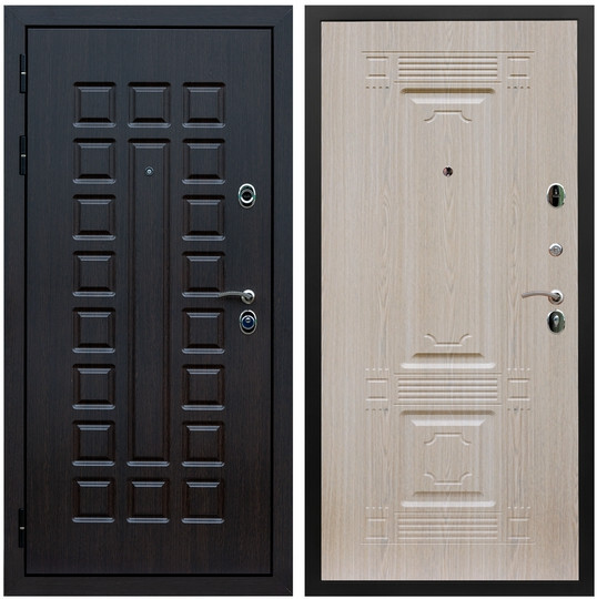 Дверь входная Graf Люксор 3К Шагрень черная / МДФ 6 мм ФЛ-2 Дуб беленый