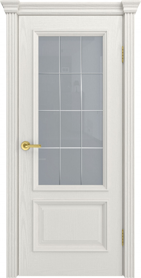 Межкомнатная дверь Graf Фрейм 07 ст.Премиум светлое, гравировка рис.Решетка Бьянко (2000 х 600)