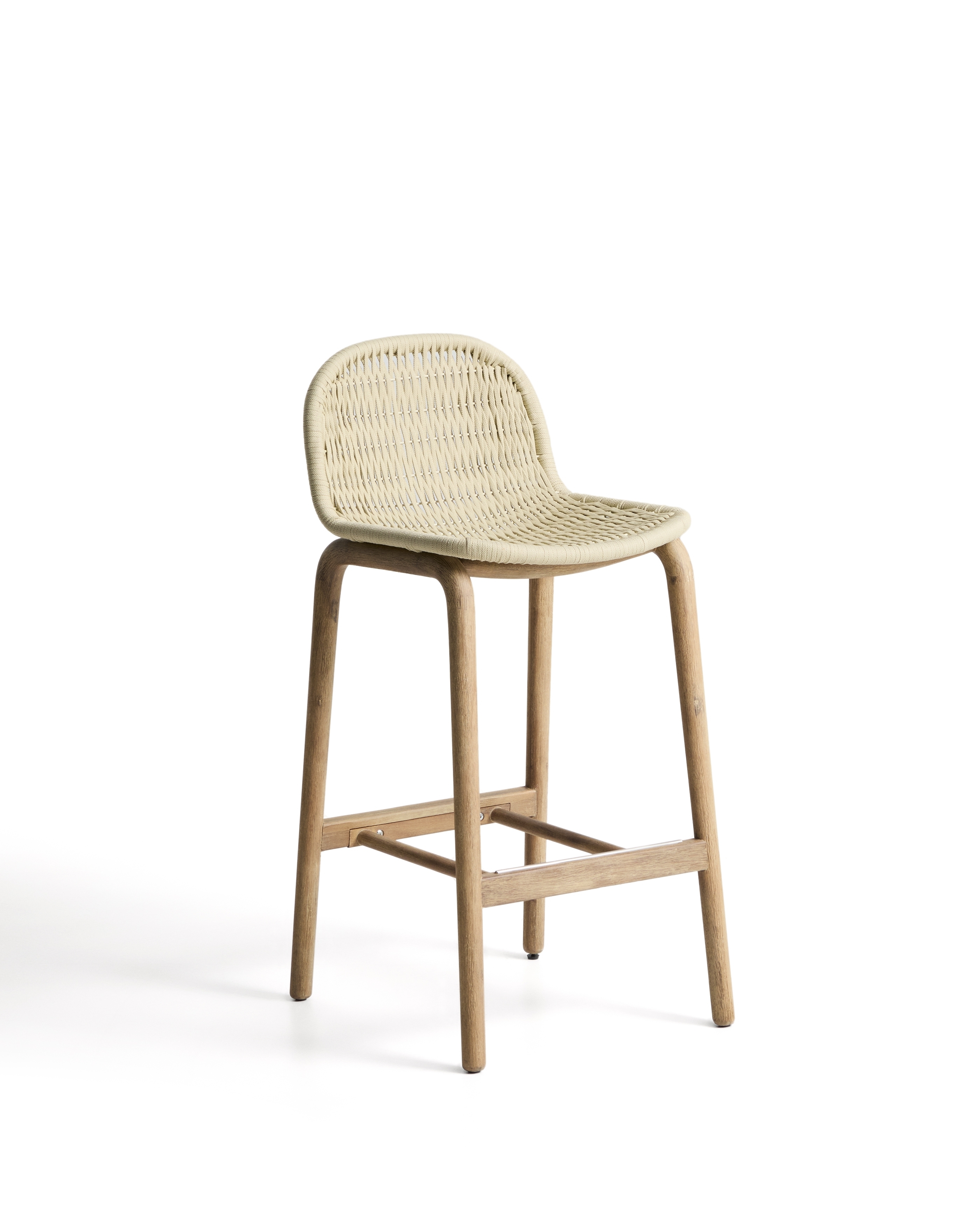 Уличный барный стул Alipa из акации и веревки цвета экрю, 75 см La Forma 481335