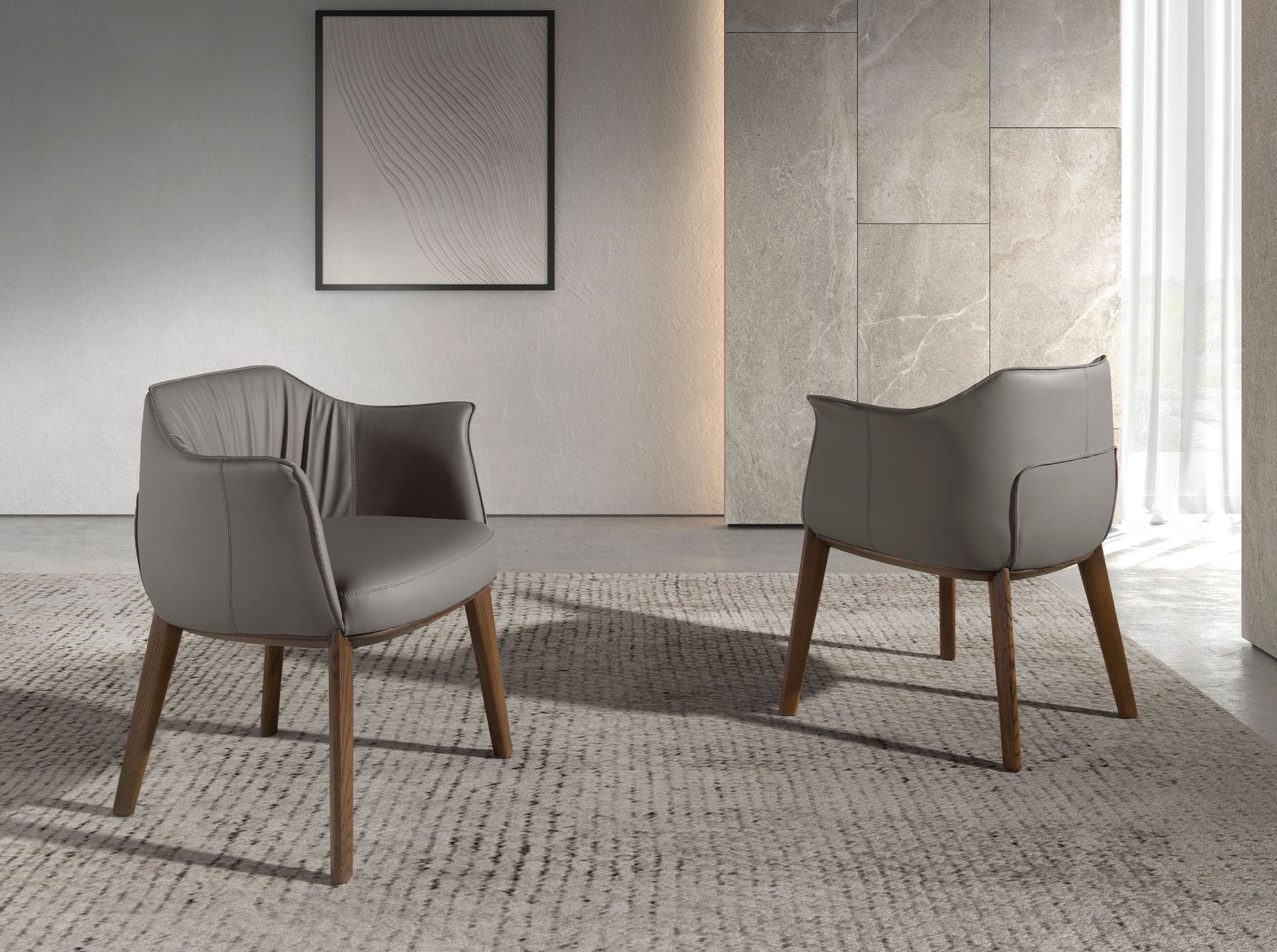 Серый стул из экокожи модель 5152 Angel Cerda