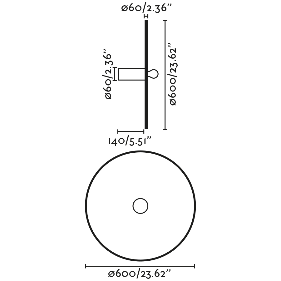 Настенный/потолочный светильник Costas 600 H140 черный/из ротанга Faro