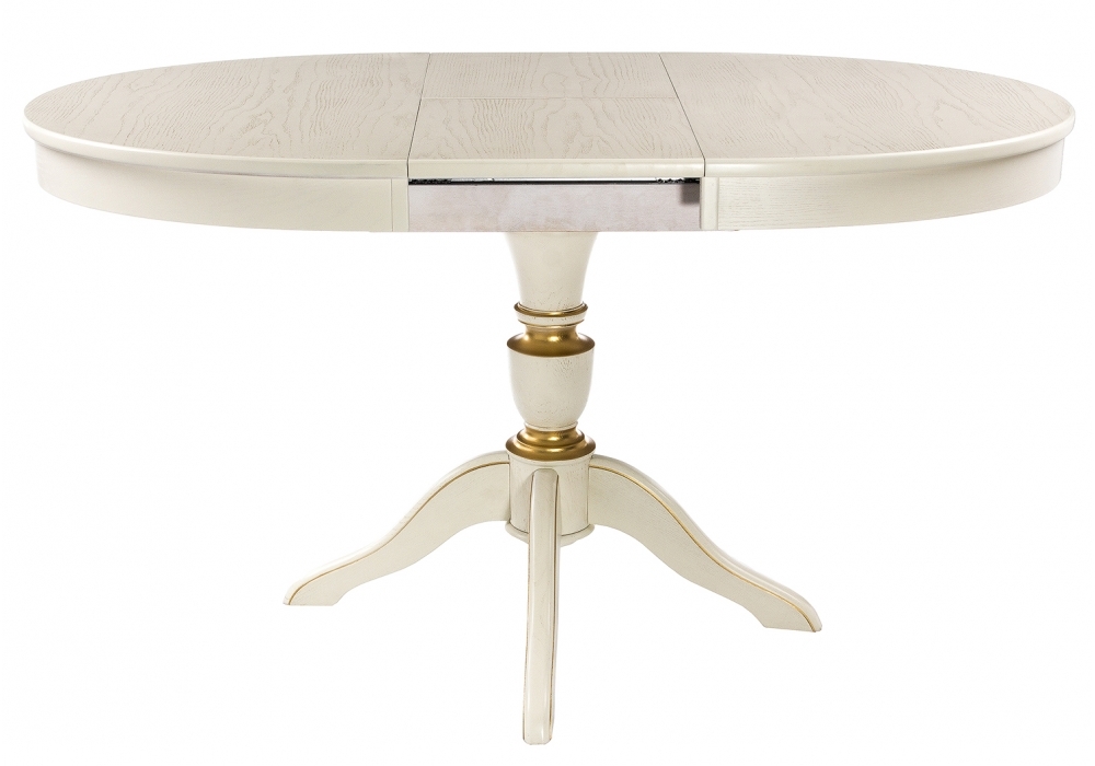 Стол деревянный Woodville Arno 106(141)х75х76 молочный патина 438328