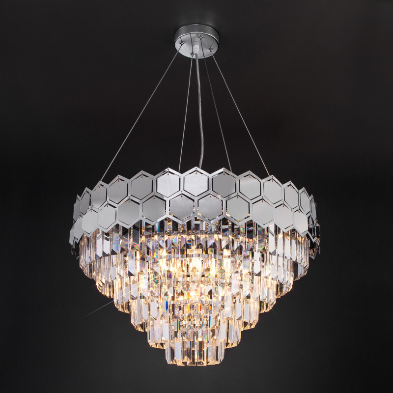 Каскадная люстра Eurosvet 10124/8 хром/прозрачный хрусталь Strotskis Smart (10113/8)