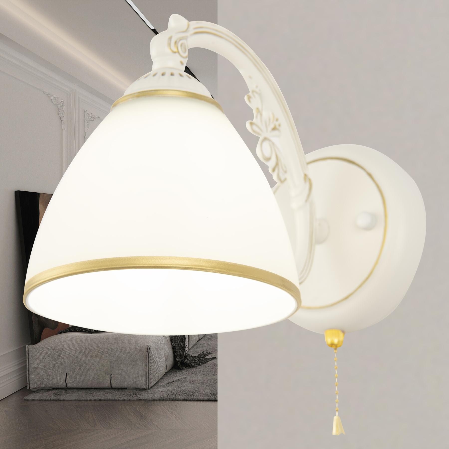 Бра с плафонами 341837/1W WT+G Arte Milano