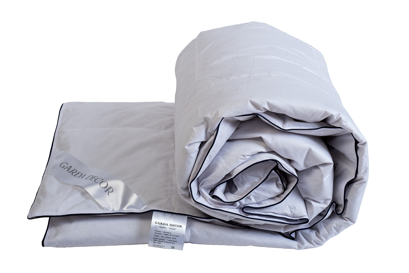 Одеяло "Омега" 140х205см 100% серый гусиный пух Garda Decor 104BP-OETD15- BEL