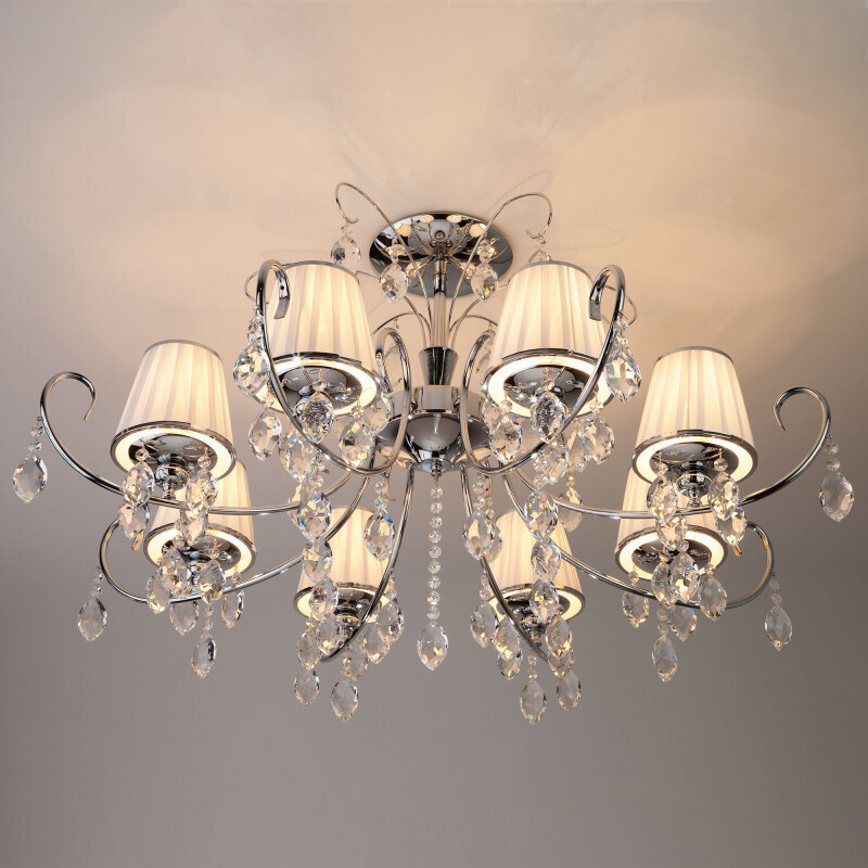 Люстра на штанге Eurosvet 10021/8 хром/прозрачный хрусталь Strotskis