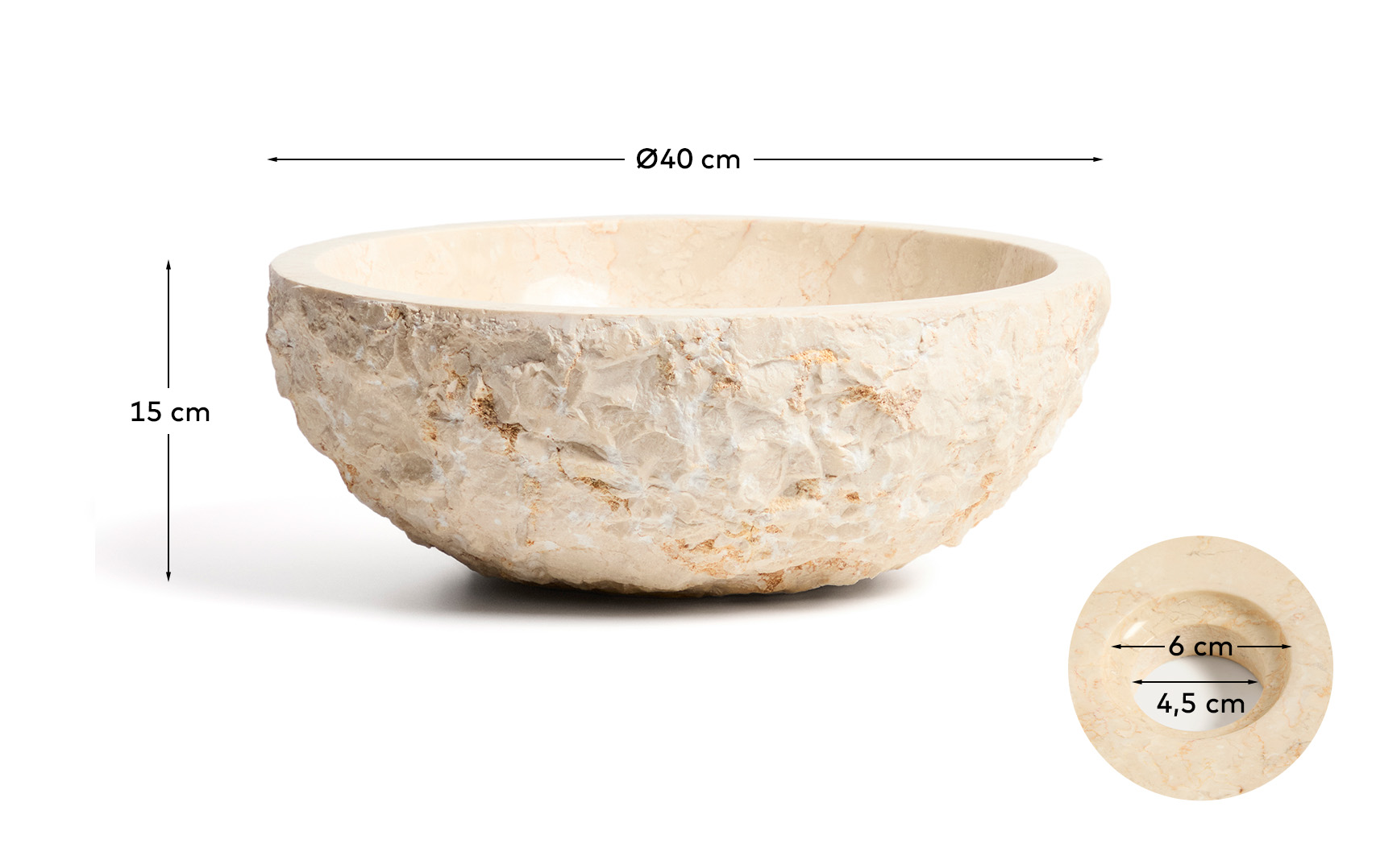 Раковина Orvane из бежевого мрамора Ø 40 см La Forma (ex Julia Grup)