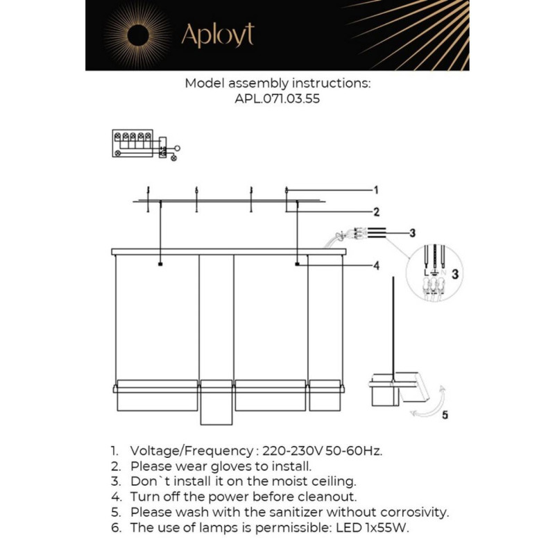 Подвесная люстра APLOYT APL.071.03.55