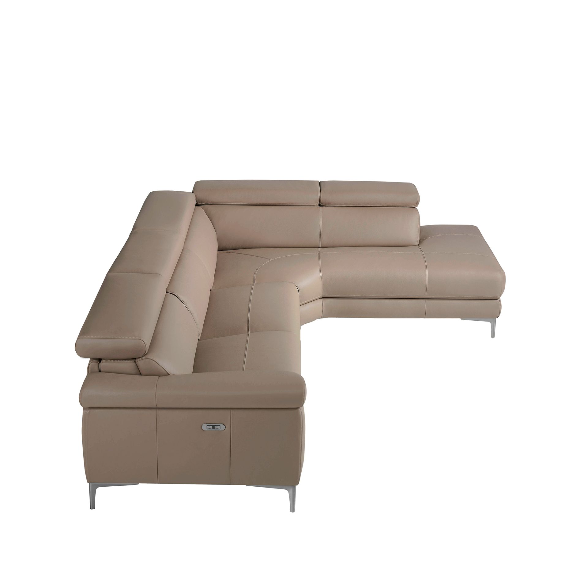 Угловой диван с реклайнером 5320-R /6043 кожаный бежевый Angel Cerda