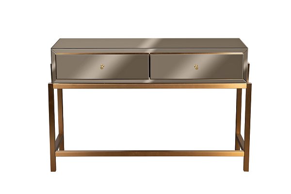 Консоль с 2мя ящиками зеркальная бронза/золото Garda Decor KFG210