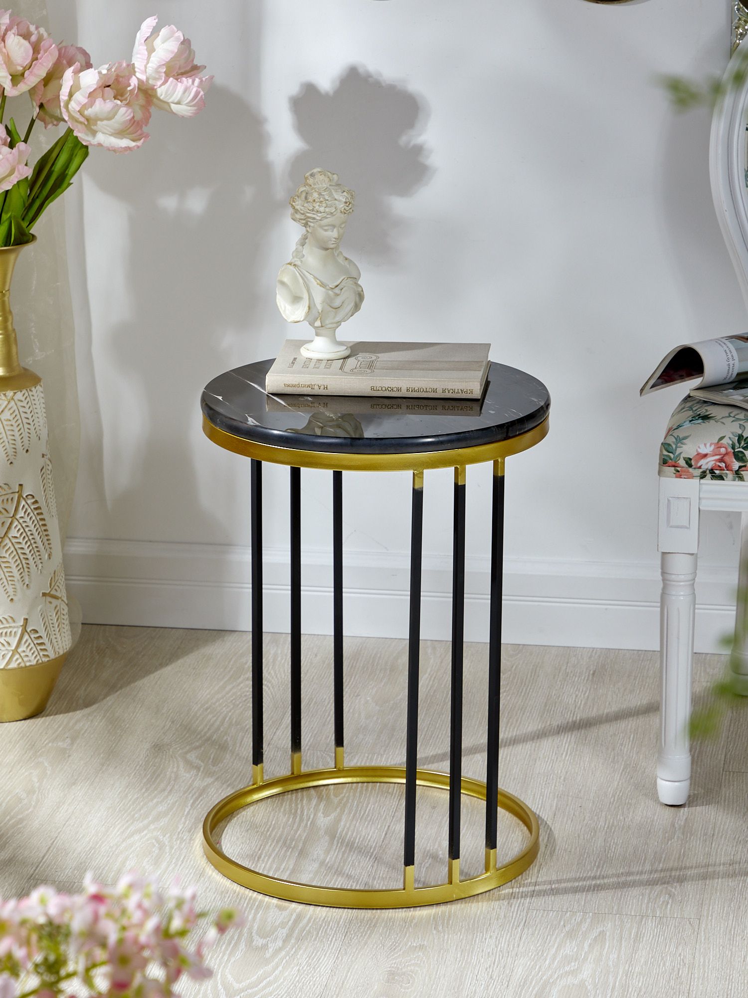 Столик интерьерный с черным мрамором Glasar 54-271