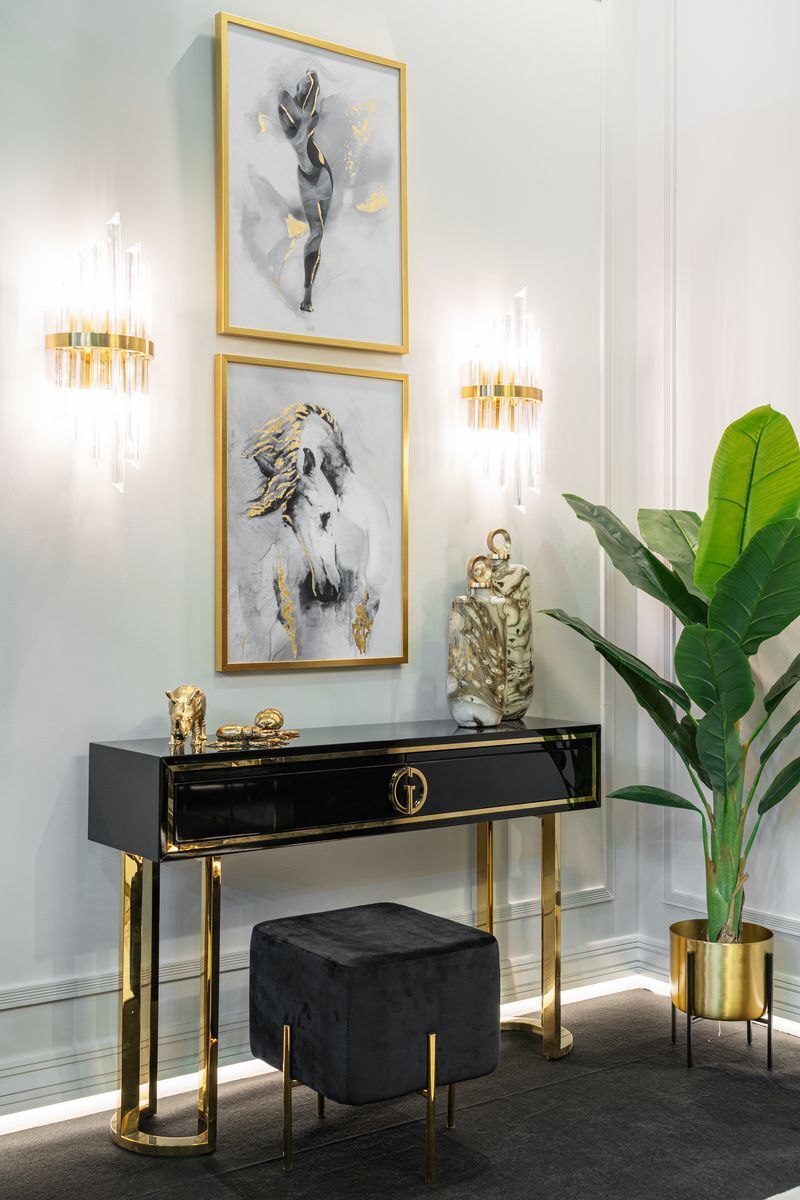 Холст "Белая лошадь" в золотом багете Garda Decor 89VOR-AQUARELLE14