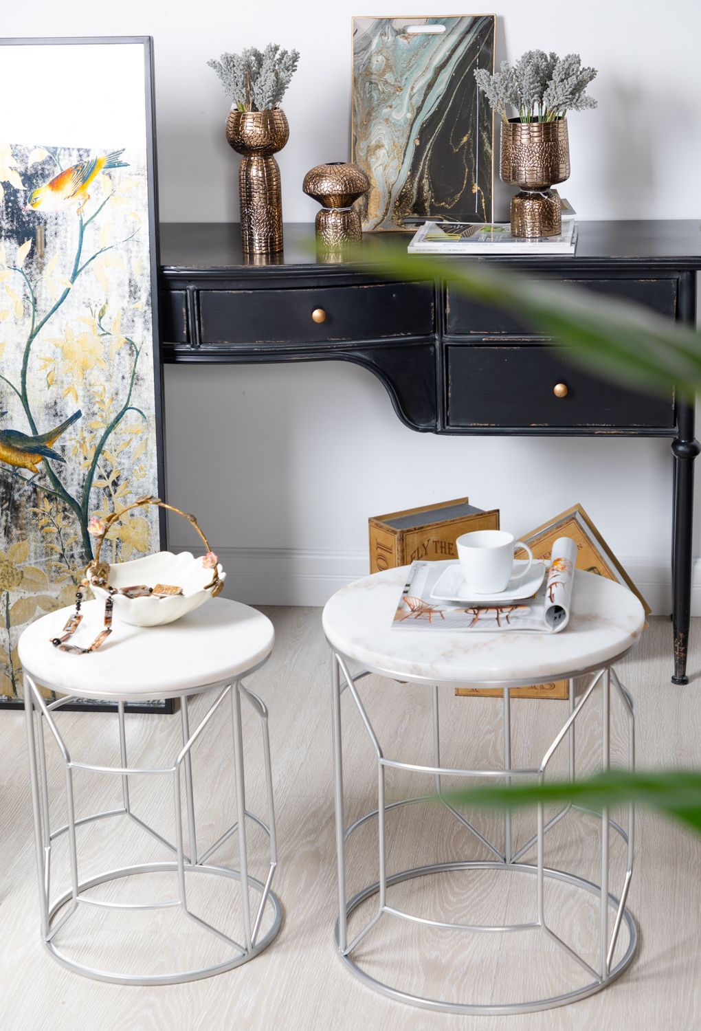 Столик интерьерный с белым мрамором Glasar 54-194