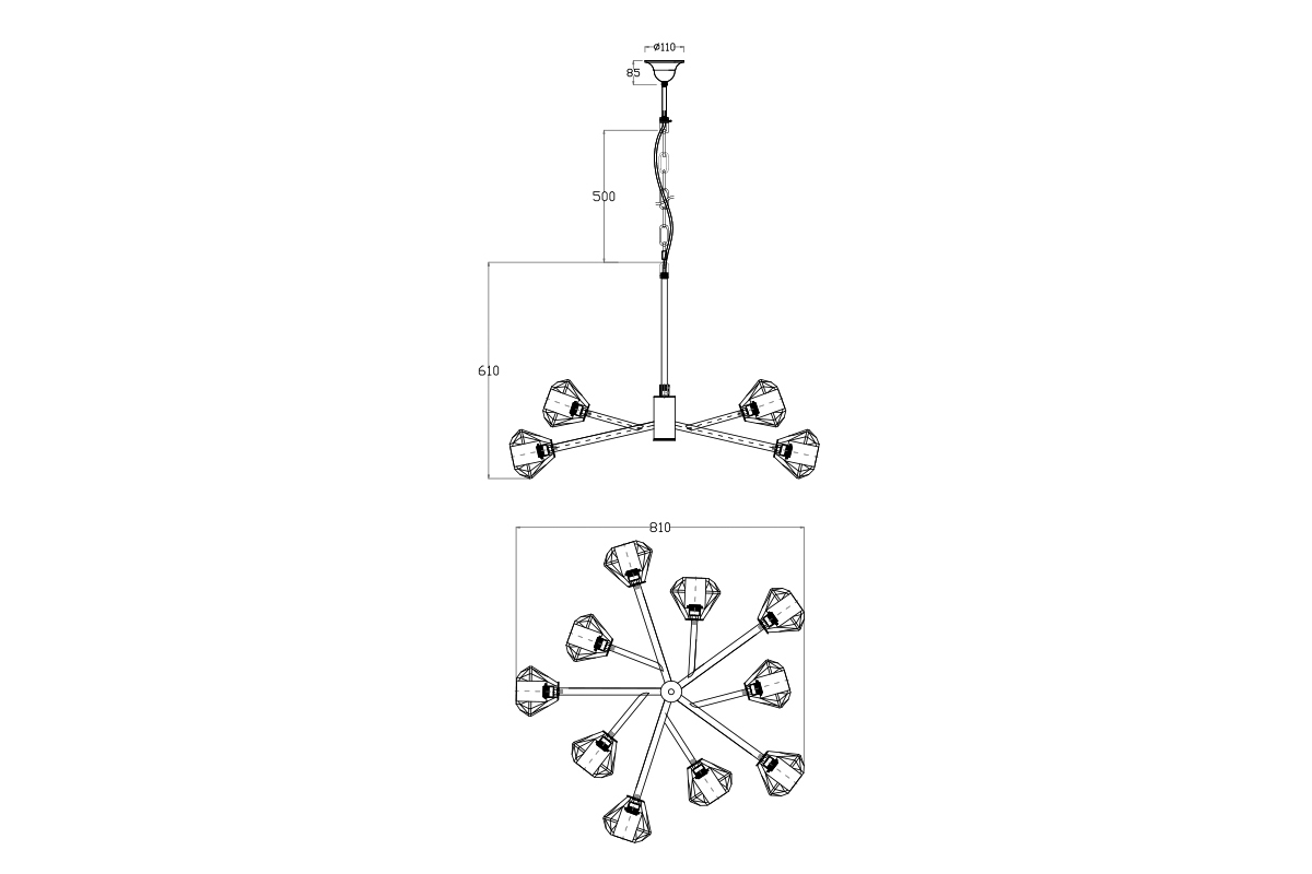 Светильник потолочный со стеклянными плафонами Garda Decor 20MD3471-10G