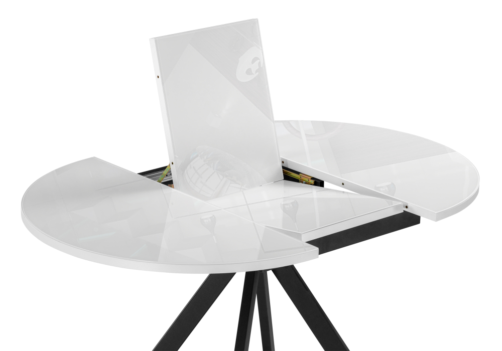 Стол стеклянный Woodville Ален 100(140)х100х74 ультра белое стекло / черный 516558