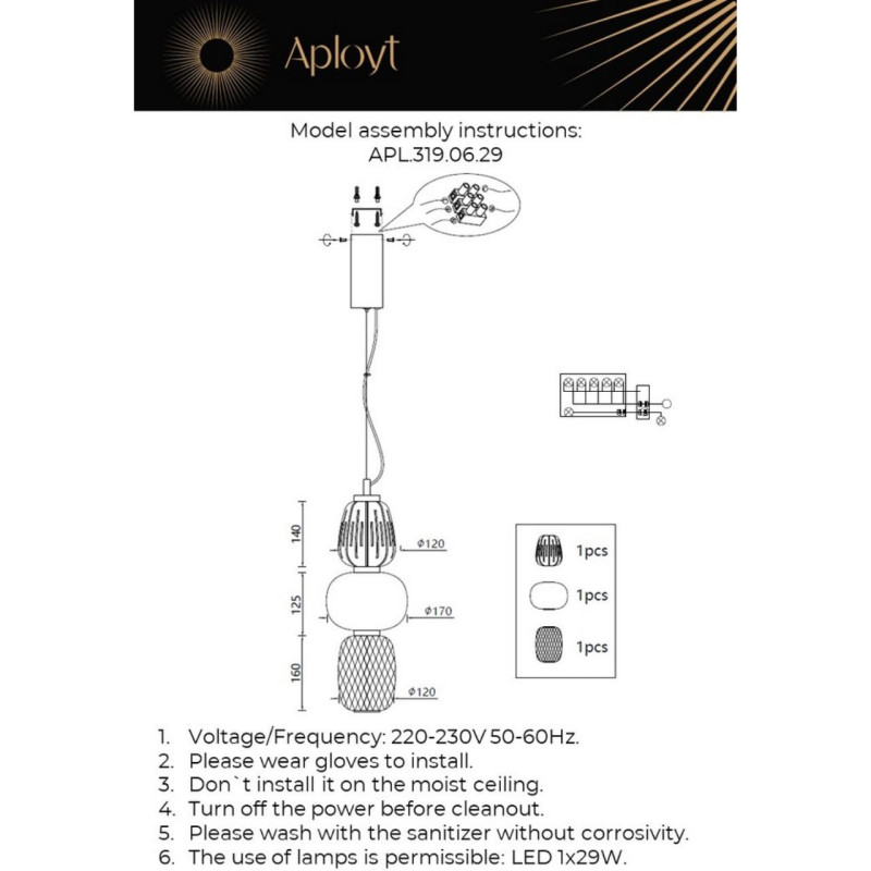 Подвесной светильник APLOYT APL.319.06.29