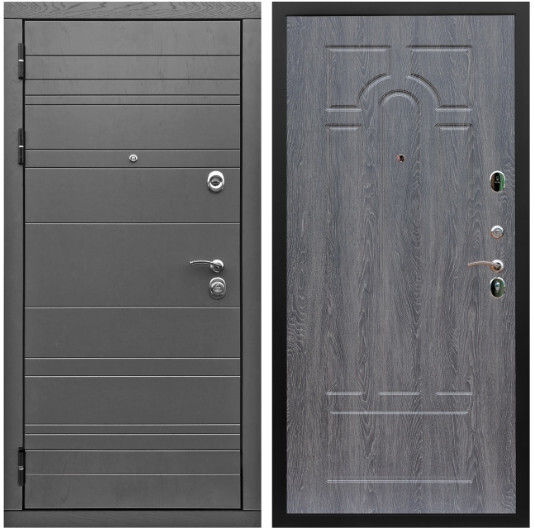 Дверь входная Graf Роял Вуд МДФ 10 мм Роял Вуд графит / МДФ 6 мм ФЛ-58 Дуб Филадельфия графит