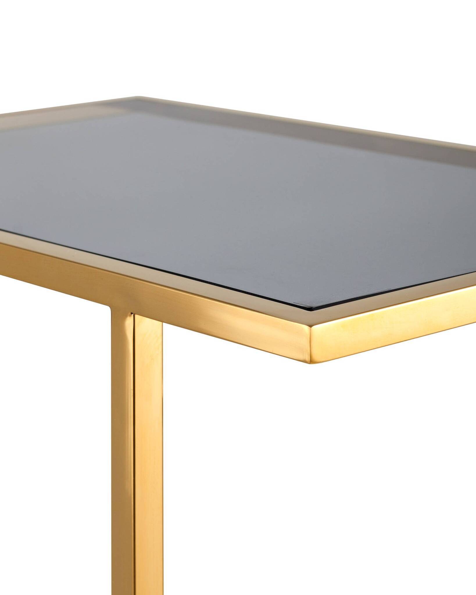 Журнальный столик 50*32 БОСТОН стекло smoke сталь золото Stool Group