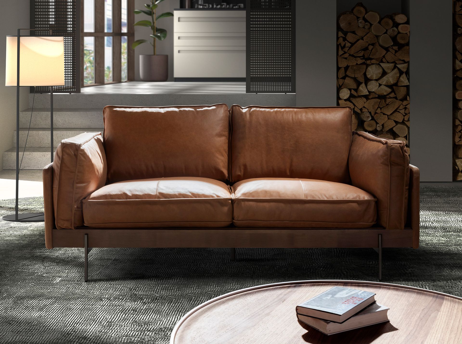 Диван 2-местный 6222 SL из табачно-коричневой кожи Angel Cerda
