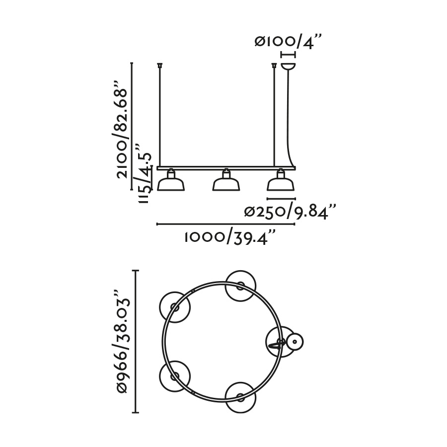 Люстра круглая TATAWIN M с белыми плафонами 5xE27 Faro