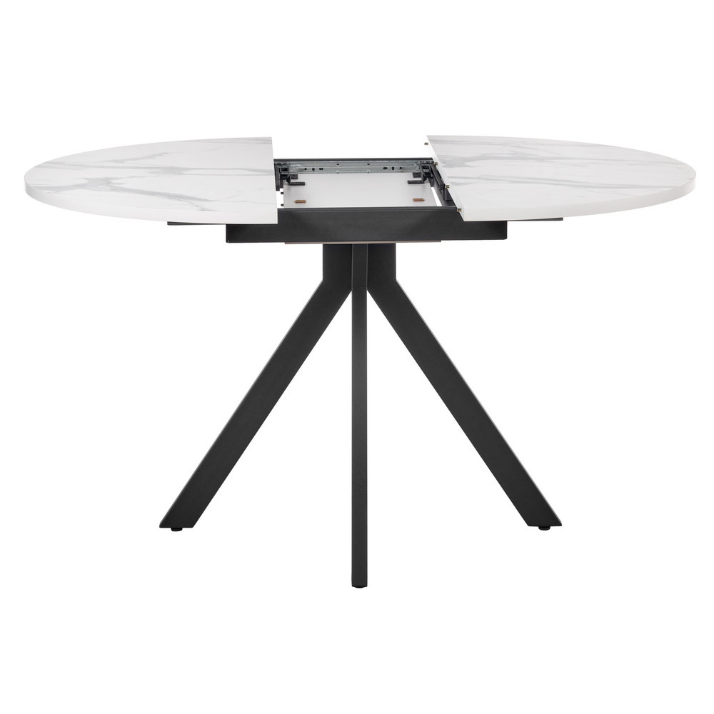 Стол Rudolf круглый раскладной 100-130x100x75см, белый мрамор, чёрный Bradex Home RF 0417