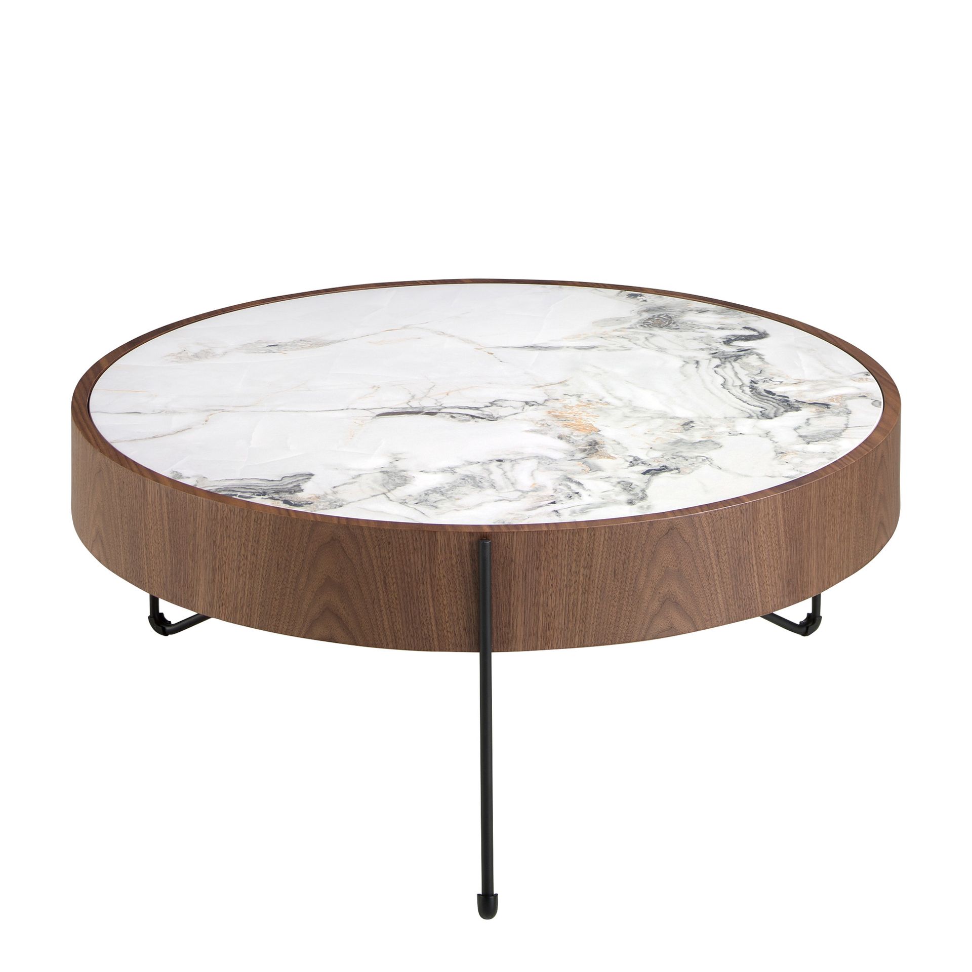 Круглый журнальный столик 2138/MH2303A из ореха и мраморной керамики Angel Cerda
