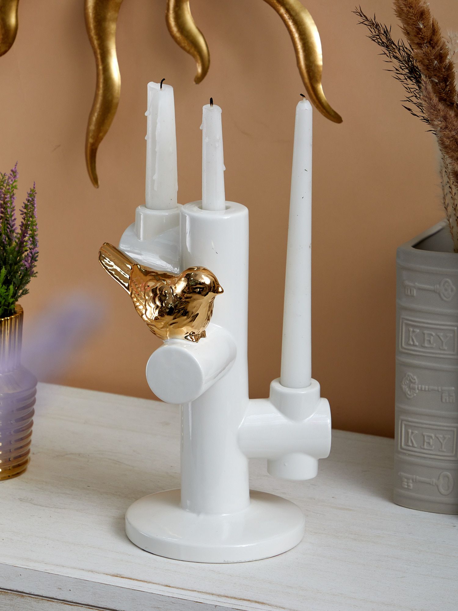 Подсвечник с птичкой Glasar 68-035