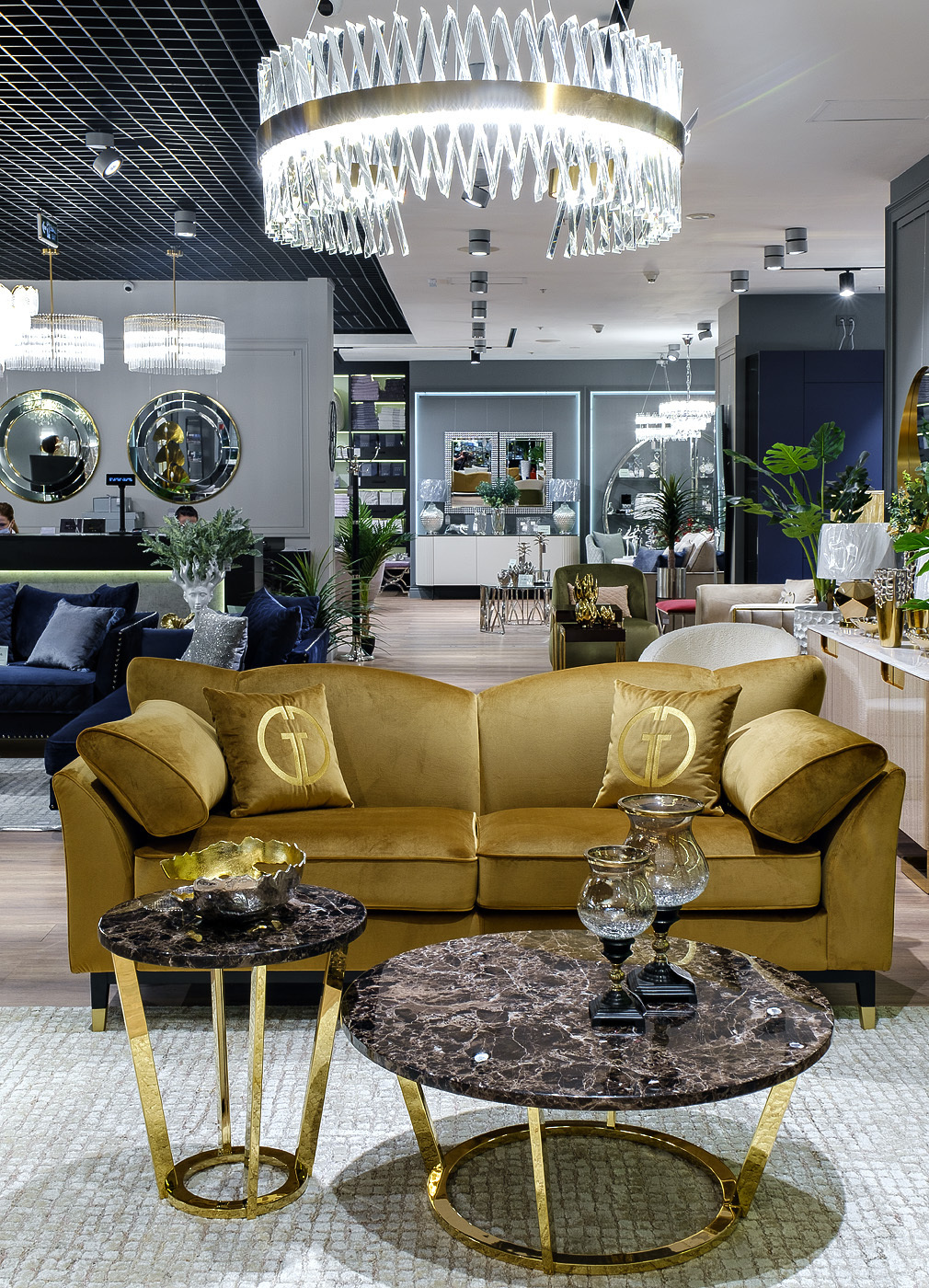 Стол журнальный коричневый (искусственный мрамор) Garda Decor 33FS-CT20C05-PG