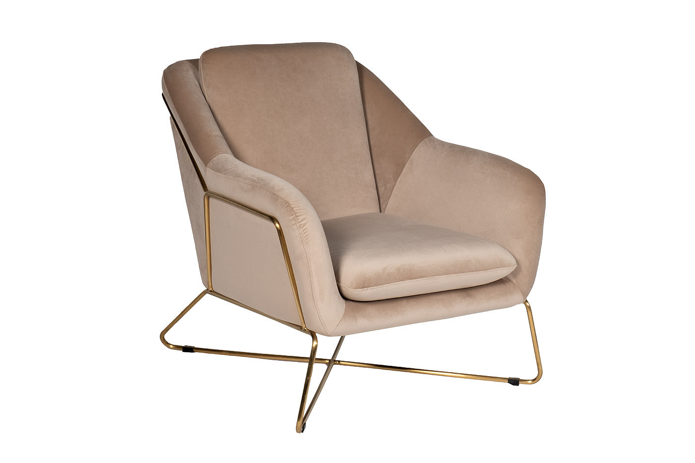 Кресло велюровое бежевое/матовое золото Garda Decor 46AS-AR2976-BG