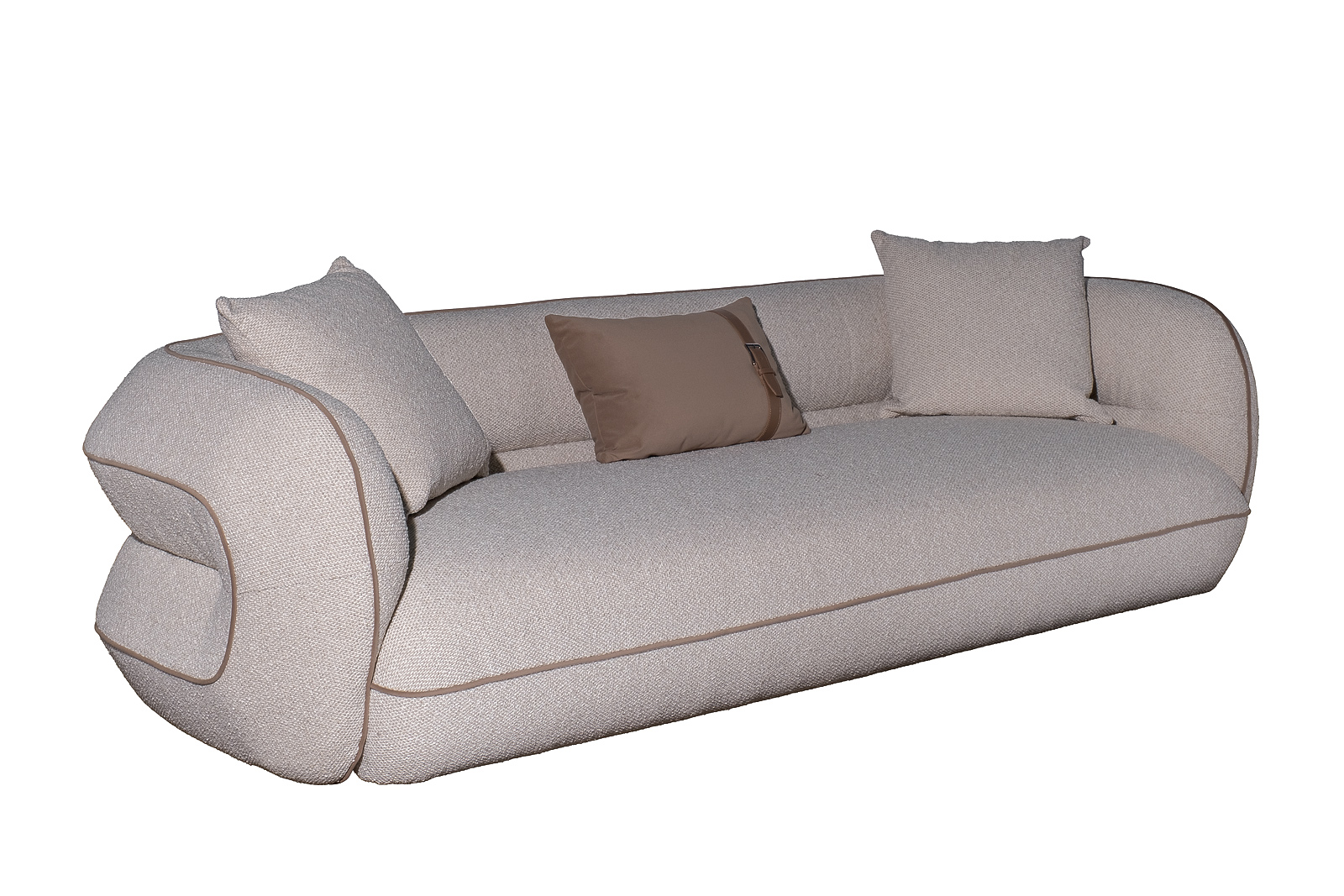 Диван Amelia трехместный букле светлый 253*100*67 с бежевым кантом Garda Decor ZW-25003