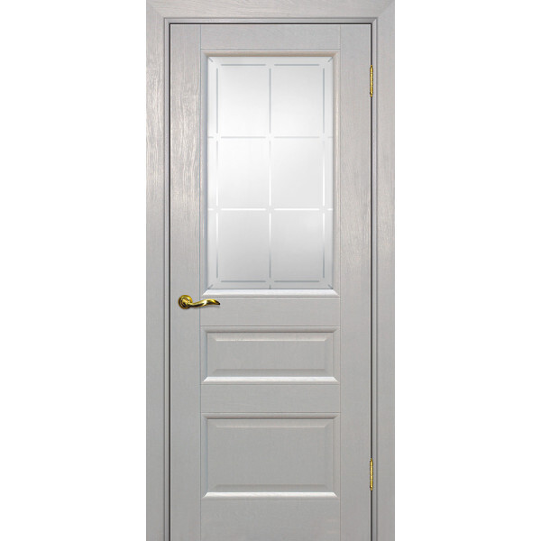 Межкомнатная дверь Graf PSU-29 Сатинат с художественным рисунком решетка Лунное дерево (2000 х 900)