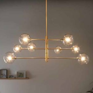 Люстра Atom 8L латунь - прозрачные плафоны Aromas del Campo