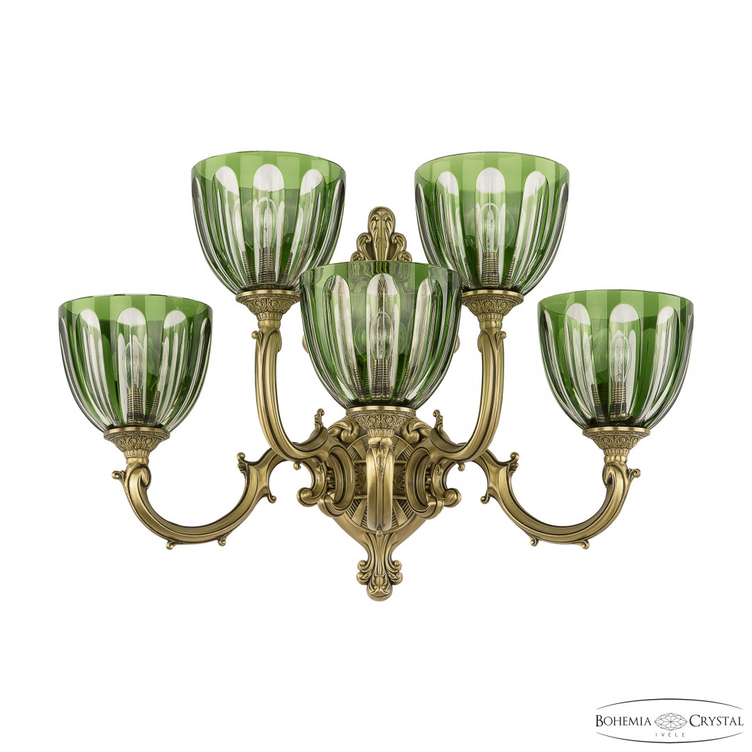 Бра бронзовые с хрусталём 7214B16/3+2/210 FP P1 U Clear-Green/H-1H