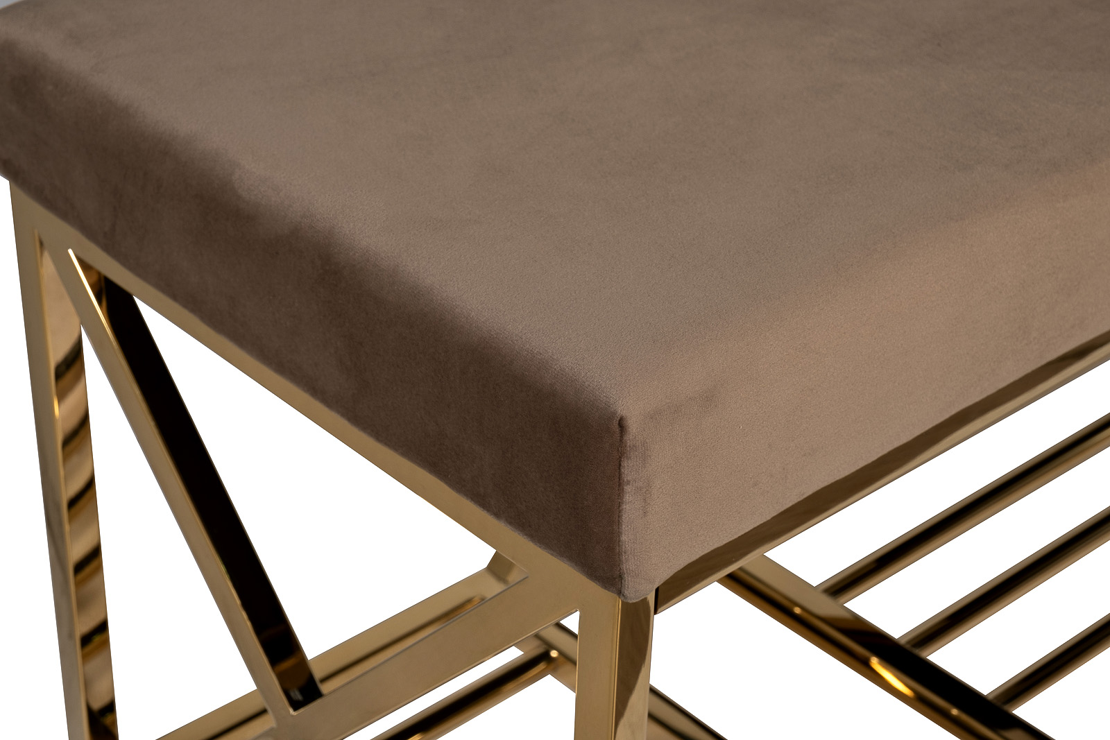 Банкетка велюровая серо-бежевая/золото Garda Decor 47ED-01000