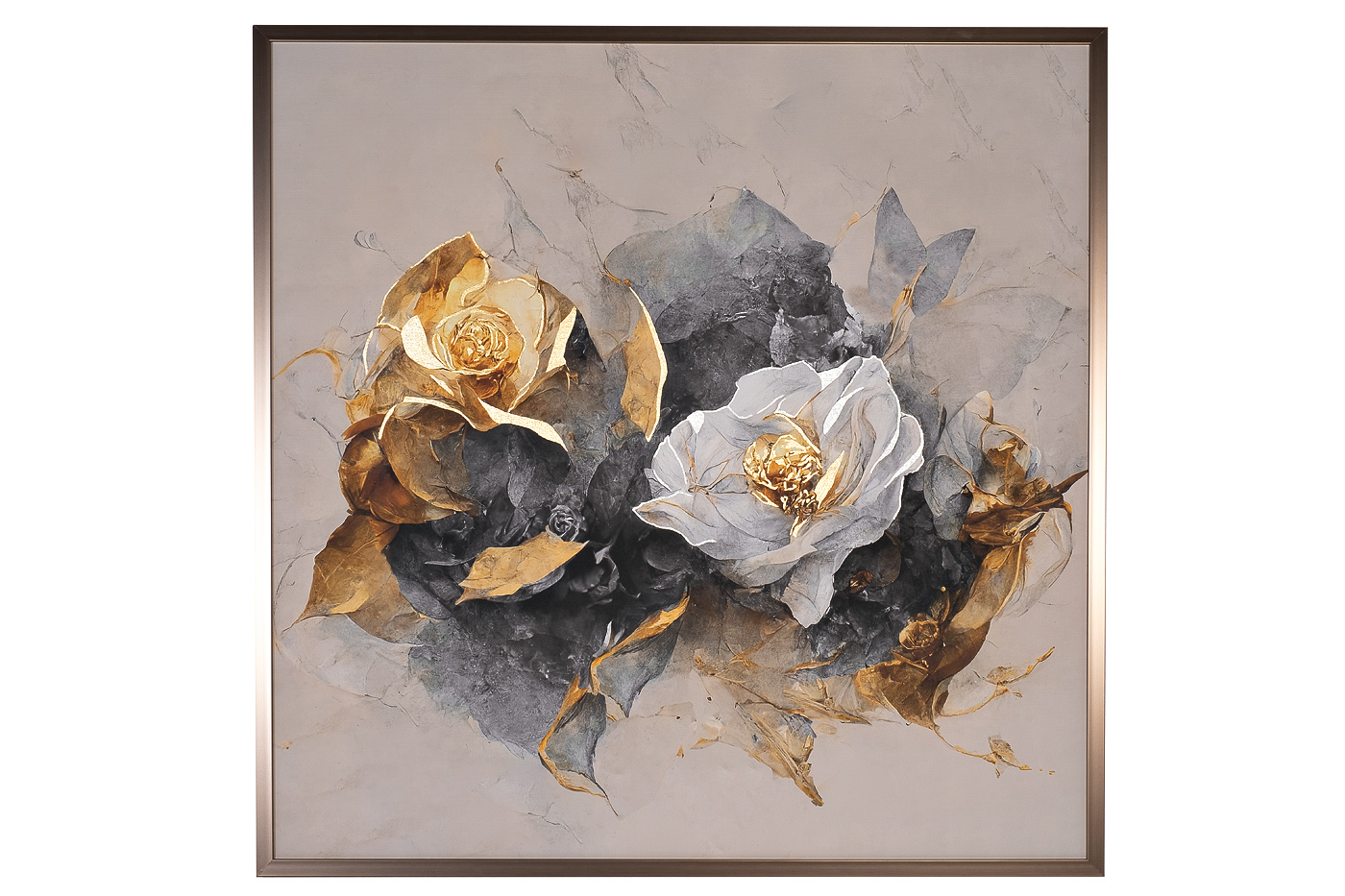 Холст Золотая роза в багете латунь Garda Decor 89VOR-GOLDEN ROSE