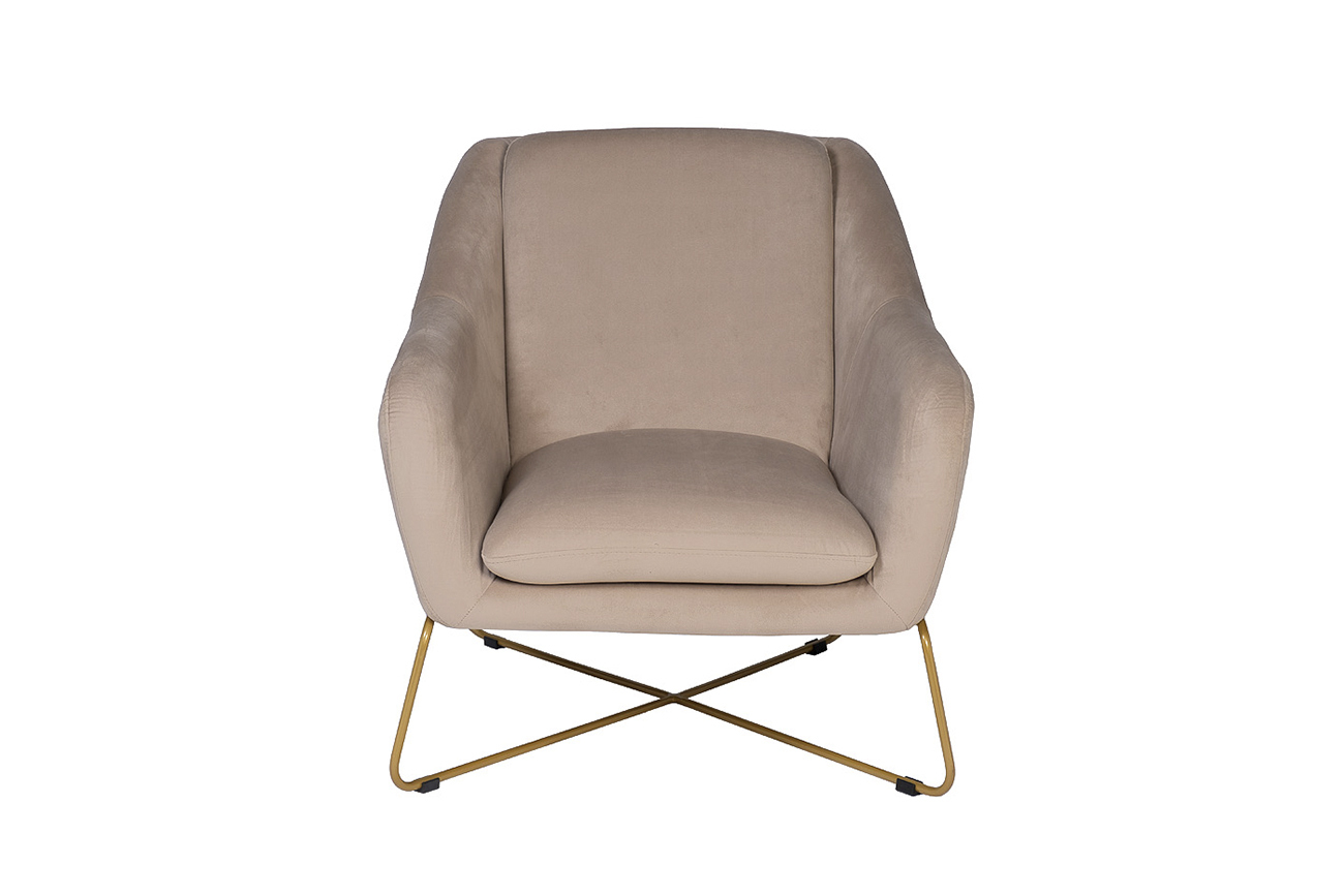 Кресло велюровое бежевое/матовое золото Garda Decor 101MR-AR2976KRES-BEG/ZOL