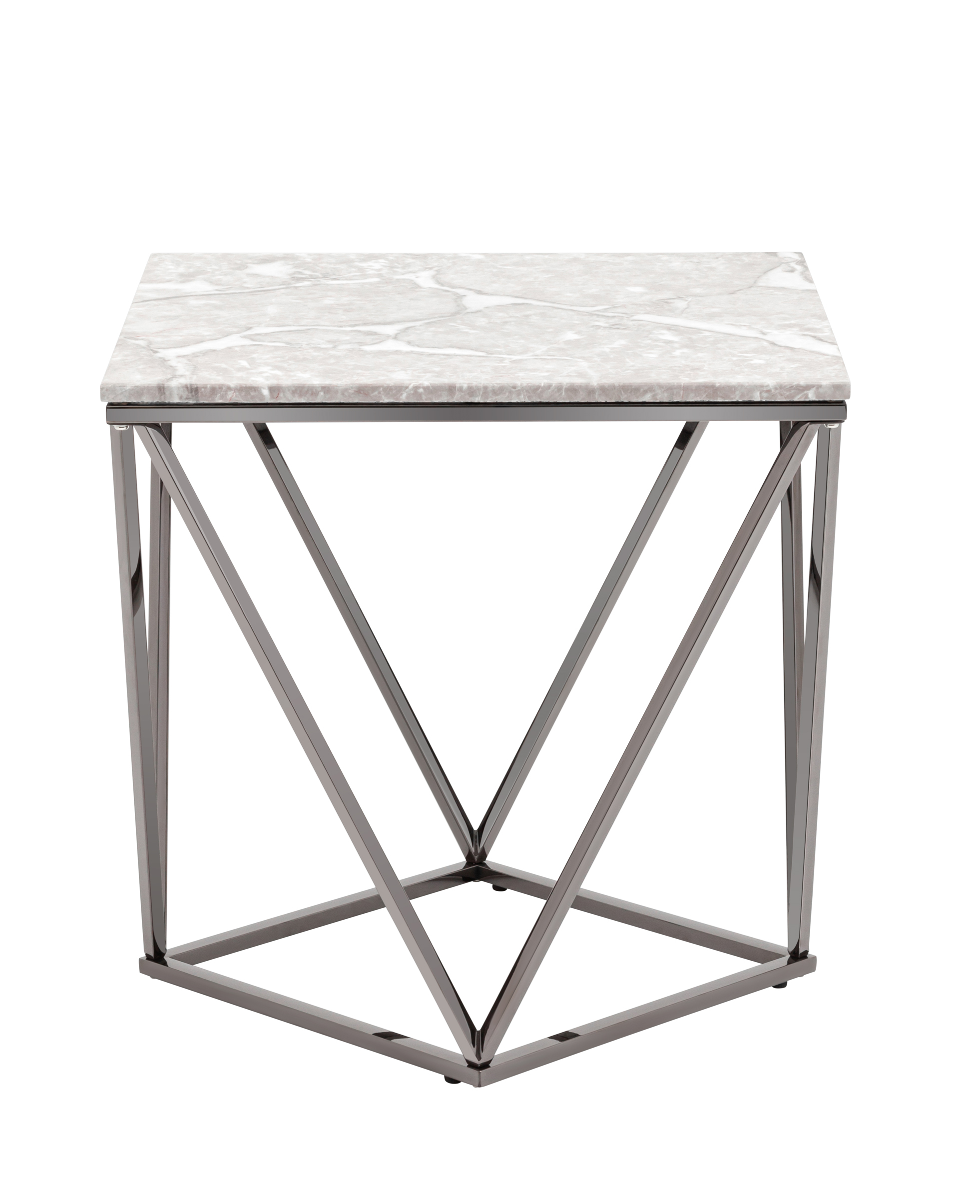 Журнальный столик Авалон 61*61 серый мрамор сталь темный хром Stool Group