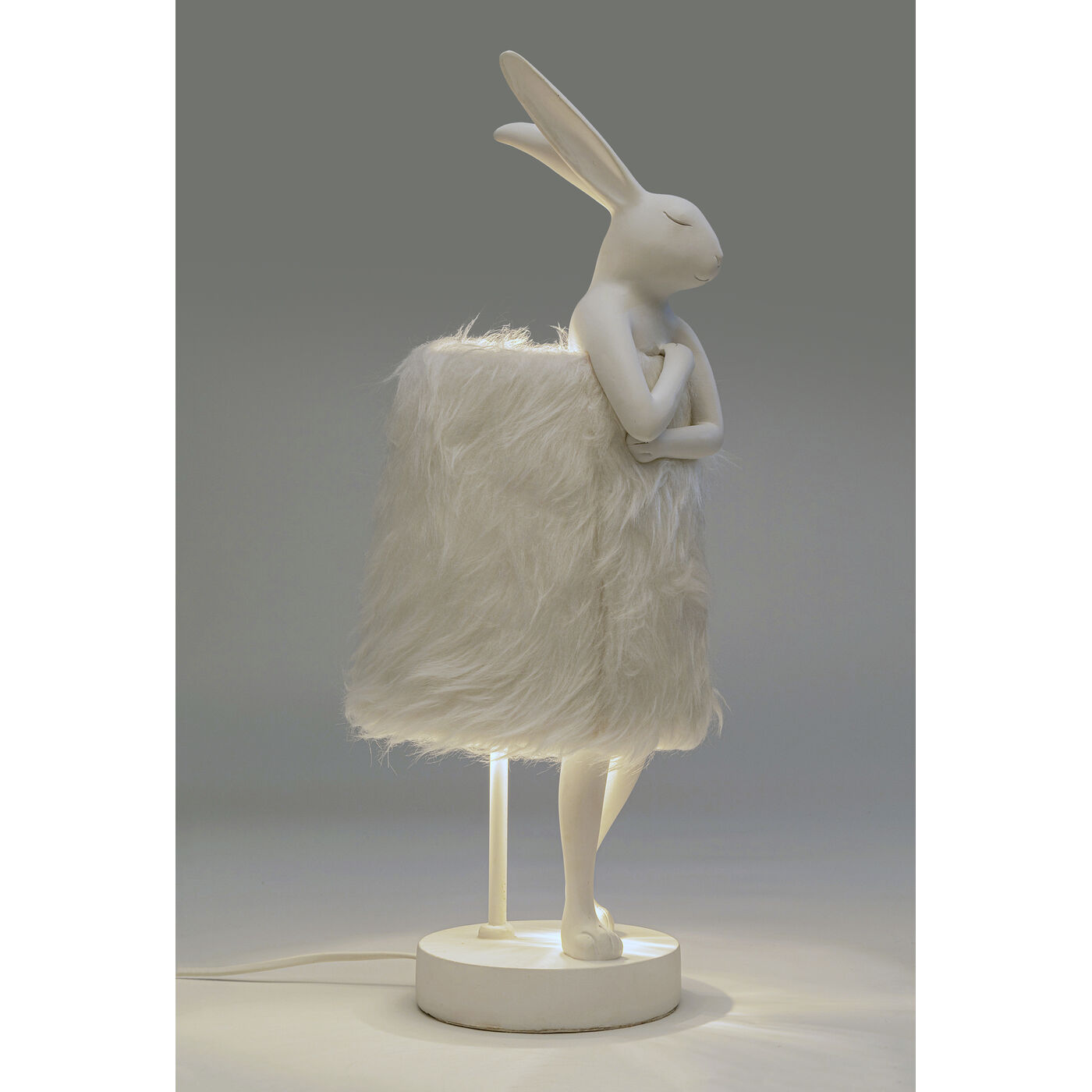 Светильник настольный Animal Rabbit Fur White/Silver 50cm KARE 56671