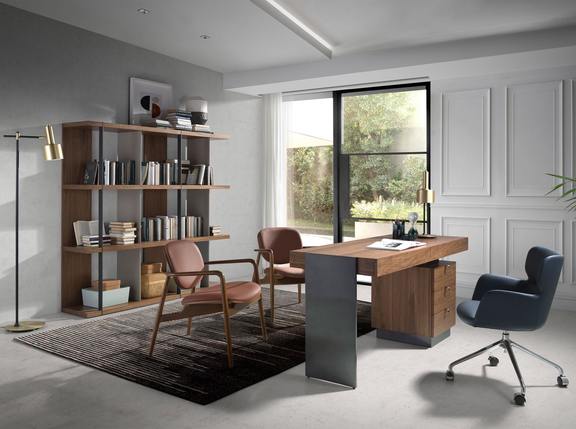 Офисный стол 3237/MQ2101DK из ореха и стали Angel Cerda